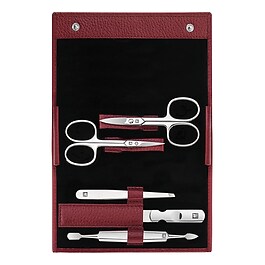 Maniküre Pediküre Set 5tlg. mit Nagelschere, Leder, Rot